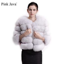 Women's Fur Faux Pink Java 1801 real fur coat women winter thick jacket short wholesale genuine sleeve 231115