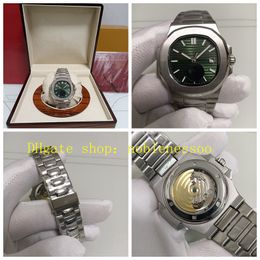 7 Color Mens With Box Watches Men's 40mm Green Dial Date 5711 Stainless Steel Bracelet Asia Cal.324 Movement Automatic Sport Transparent Back Mechanical Watch