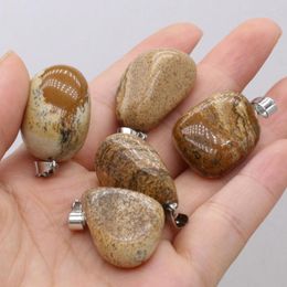 Pendant Necklaces Yachu Natural Stone Semi-precious Irregular Shape Picture Making DIY Necklace Bracelet Size 20x30-25x40mm