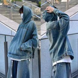 Mens Hoodies Sweatshirts Vintage Denim Sweatshirt Hoodie Streetwear Hiphop Jacket Men Autumn Women Pullover Casual Loose Long Sleeve 231114