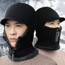 Berets Hat Man Winter Warmth Plus Wool Collar One Autumn And Cycling Electric Car Cold Wind Cotton