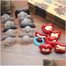 Pacifiers Baby Sile Pacifier Cute Funny Teeth Beard Mustache Babe Orthodontic Dummy Nipples Silica Gel Infant 17 Styles Drop Delive De Dhb6U