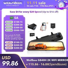 Car DVRs WOLFBOX G840H WIFI Dash Cam 2K Front and Rear Car Dvr for GPS Dashcam 24H Parking Monitoring Car Recording Super Night Vision Q231115