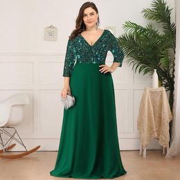 Casual Dresses Elegant Sequin Chiffon Evening Party For Women 2023 Fashion High Waist Maxi Formal Wedding Luxury Cocktail Clothes Vesti