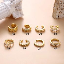 Backs Earrings 1PC Copper Inlaid Zircon Cartilage Ears Clip High Quality Gold Plated Fake Piercing Hoop For Sexy Woman Gift