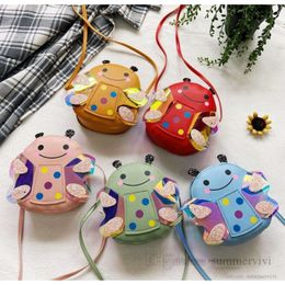 INS Children Colourful polka dots bees purse girls sequins wings one shoulder bag kids cartoon PU leather crossbody bags Q7786