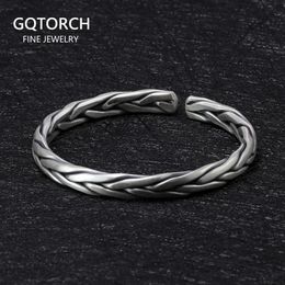 Bangle Heavy Solid 999 Pure Silver Twisted Bangles For Men Women Handcrafted Viking Armband Man Cuff Bangles 231115