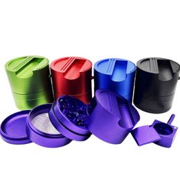 Smoking Colourful Aluminium Alloy Multifunctional Dry Herb Tobacco Grind Spice Miller Grinder Removable Philtre Bowl Hand Pipes Portable Lighter Stash Case DHL