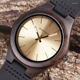 Wristwatches Erkek Kol Saati BOBO BIRD Men Women Wrist Watches Leather Band Ebony Quartz Timepiece Relogio Masculino In Gift Box V-S10