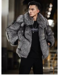 Men's Fur Faux Luxury Winter Warm Jackets Men Furry Coats Outwear for Black Coat 231114