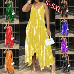 Casual Dresses 5xl 4xl Women Summer Large Size Oversize Long Female Big Sleeveless Striped Print Loose Maxi 230414