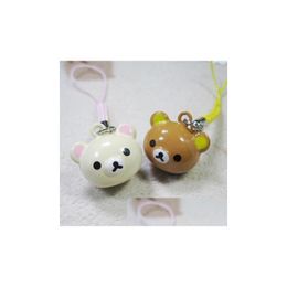 Key Rings New 10 Pcs Cartoon Bear Head Bells Lanyard Cell Phone Strap Charms Keychains Key Ring Diy Jewellery Making Accessories Ty-135 Dhvxt