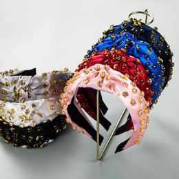 Hair Clips Simple Rhinestone Fabric Knotted Headbands Fashion Accessories Women Trendy Party Shiny Hairband 3338