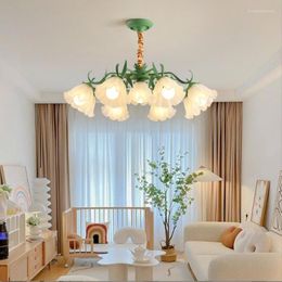Chandeliers Pendant Lights French Style Living Room Chandelier Convallaria Flower Ceiling Lamp For Dining Bedroom Creative Led Hanging