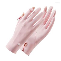 Cycling Gloves Sunscreen For Women UV Resistant Thin Summer Breathable Anti-slip Ice Silk Sports Riding Mittens