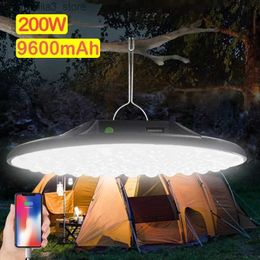 Camping Lantern 9600mA 200W LED Camping Lamp Ultra Thin USB Rechargeable Lamp Power Bank Lantern Outdoor Tent Lights Emergency Lights BBQ Hiking Q231116