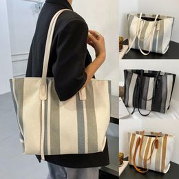 Evening Bags Large Capacity Ladies Shoulder Female 2023 Simple Vertical Stripes Casual Tote Bag Fashion Women Handbag Shopper