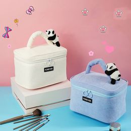 Cosmetic Bags Cases Women Zipper Makeup Organisers Bag Travel Soft Corduroy Cute Panda Cosmetic Pouch Advanced Female Eyes Shadow Storage Cases 231115