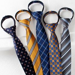 Bow Ties 6CM High Quality Men And Women's Business Dress Slim Zippered Tie Groom's Wedding Blue Black Stripe