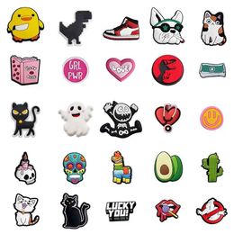 25pcs Anime Cute Halloween Cat Shoe Charms For Croces Sandals Unisex Shoe Decoration Kids Party Gifts