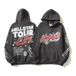 Hellstar Sports Suit Designer Hoodie Long Sleeve Pants Pullover Street Hip Hop Retro Alphabet Print High Street Personalised Hell star Hoodie Men women tracksuit y2