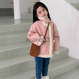 Jackets Winter Jacket for Girls 3 To 12 Year Fashion Kids Autumn Fleece Clothes Warm Thick Outerwear Children Faux Fur Coat Outwear Pink J231115