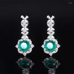 Stud Earrings Elegant 10 10mm Lab Created Ruby Sapphire Emerald Tassel For Women S925 Sterling Silver Luxury Designer Jewellery