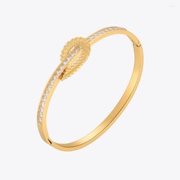 Bangle ENFASHION Olives Leaf Bracelet For Women Gold Color Pulseiras Wedding Zircons Bracelets Stainless Steel Fashion Jewelry B222288