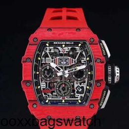 Richardmiler Watches Automatic Mens Watch Tourbillon Richardmiler RM1103 NTPT Red Devil Mens Series Carbon Fibre Automatic Mechanical Mens Watch with Securi HBSS