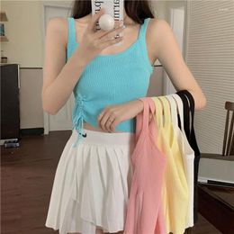 Women's Tanks Small Suspender Waistcoat For Women With A Summer Interior Design And Drawstring Tie On The Outside Sleeveless Jacket