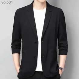 Men's Jackets Black Blazers Men's Cotton Linen Suit Jacket Spring Summer Loose Grey Long Sle Business Coat Casual Luxury Man BlazerL231115