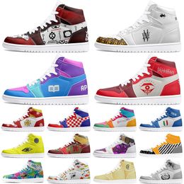 winter autumn Customized Shoes 1s DIY shoes Basketball Shoes black blue damping Men's 1 Women's 1 Anime Customized Character Trend Versatile Outdoor Shoes