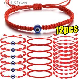 Chain 2-12pcs Lucky Red String Bracelet for Couple Good Luck Alet for Success Rope Evil Eyes Braided Wristband Handmade Jewellery GiftL231115