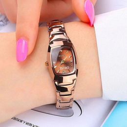 Wristwatches Fashion Women Quartz Watch Luxury Classic Sliver Black Tungsten Stainless Steel Colour Band Orologio Watches Ladies Wristwatch