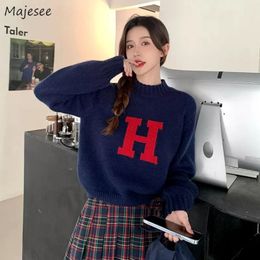 Women s Sweaters Pullovers for Women O neck Letter Cropped Autumn Warm Cosy Harajuku All match Korean Style Tender Ladies Classic Fashion 231114