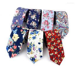 Bow Ties Cotton Floral Vintage For Men Women 6cm Skinny Slim Neck Tie Wedding Casual Party Men's Flower Suit Necktie Cravat