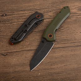 Top Quality CK6280 Folding Knife 8Cr13Mov Black Stone Wash Tanto Blade Green G10 Handle Outdoor Camping Hiking Survival Folding Knives with Retail Box