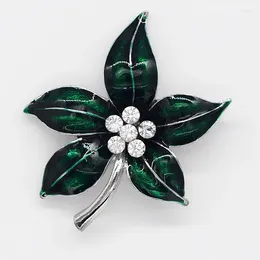 Brooches 12pcs/lot Wholesale Fashion Foliage Brooch Rhinestone Enamel Leaf Pin Jewellery Gift C102539