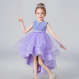 Girl's Dresses style Summer Sequin Lace Tuxedo Wedding Dress for girls 3-13 years old Sleeveless fluffy Mesh gauze Doveark brand 231114