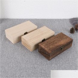 Storage Boxes Bins Retro Jewellery Box Organiser Desktop Natural Wood Clamshell Case Home Decoration Handcrafted Wooden Gift Lx4905 Dh9Mt