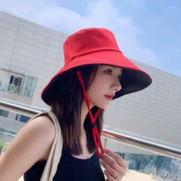 Wide Brim Hats Big Double-side Fisherman Hat Women Panama Summer Cool Solid Beach Foldable Outdoor Anti UV Bucket Sun Caps For Travel