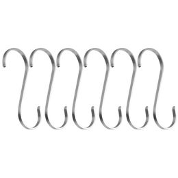 Hooks & Rails 6pcs S Shape Metal Heavy Duty 304 Stainless Steel Flat Hangers For Hanging Plants Pots Pans Closet T