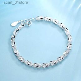 Chain 925 Sterling Silver Heart Charm Bracelet Bangle Handmade Party Wedding Jewellery For Women Girls sl175L231115