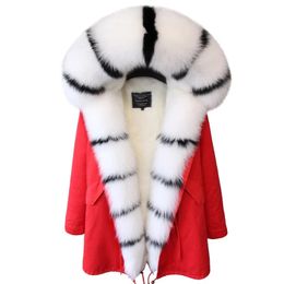 Women's Down Parkas Real Fur Jacket Long Women Winter Coat Natural Collar Hood faux Liner Fashion Brand Streetwear 231115