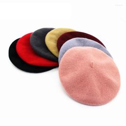 Berets Selling Plain Wool Beret Cap Knitted Military Army Cashmere Ladies Mushroom Painter Artist Hat For Female GH-567