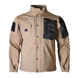 Hunting Jackets HAN WILD Tactical Hiking Soft Shell Coat Uniform Fleece Jacket Men Military Casual Clothing Climbing 2023