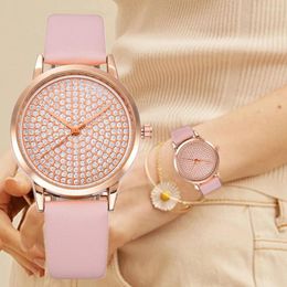 Wristwatches 2023 Women Quartz Watches Fashion Brand Leather Strap Watch For Luxury Diamond Alloy Wristwatch Female Clock