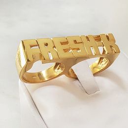Wedding Rings KristenCo Custom Name Ring Gold Personality Hip Hop Ring Women Fashion Punk Letter Ring Gift 231114