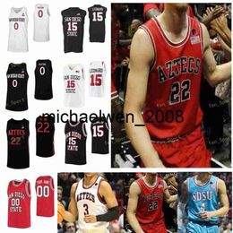 Mich28 NCAA College SDSU San Diego State Aztecs Basketball Jersey 12 Nolan Narain 13 Caleb Giordano 2 Adam Seiko 20 Schakel 21 Jared Barnett Custom