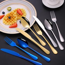 Flatware Sets Fork Spoon Simple Corrosion Resistance Cutlery Set Mirror Polishing Stainless Steel Durable Silverware